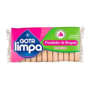 PRENDEDOR MADEIRA GOTA LIMPA 12UN